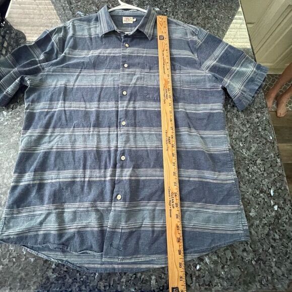 Faherty Brand Men’s XL Short Sleeve Button-Down Hemp Blend Blue Striped Shirt - Picture 5 of 8